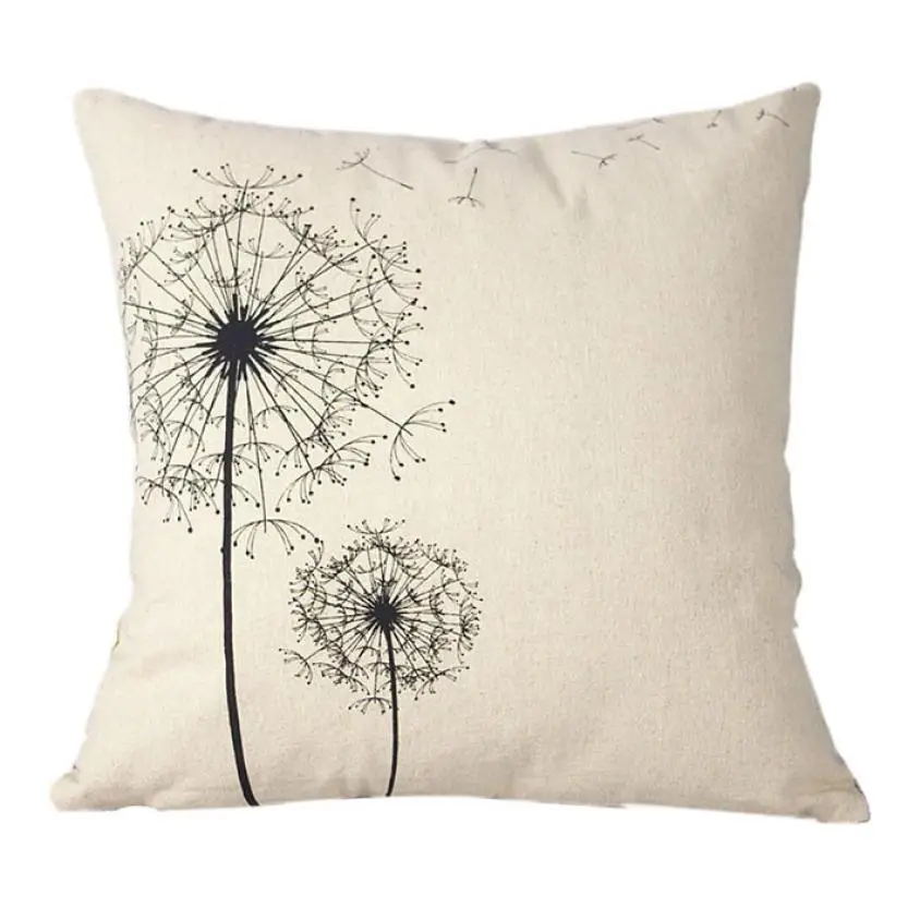 

Cushion Covers Dandelion Printing Cotton Linen Square Decorative Throw Pillow Case Floral Cushion Case Capas De Almofada #15
