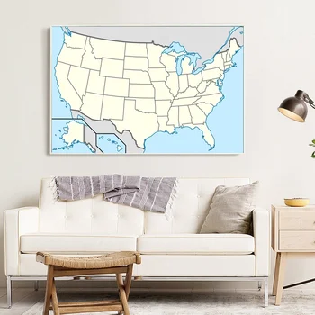 

State High Points Map Art Poster Canvas Painting Wall Pictures For Living Room