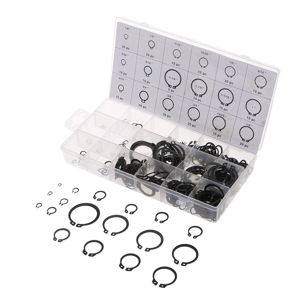 

300Pcs 1-14" E-Clip Snap Circlip Kits Retaining Ring Retention of Bearings Assortment Case My29 19 Dropship