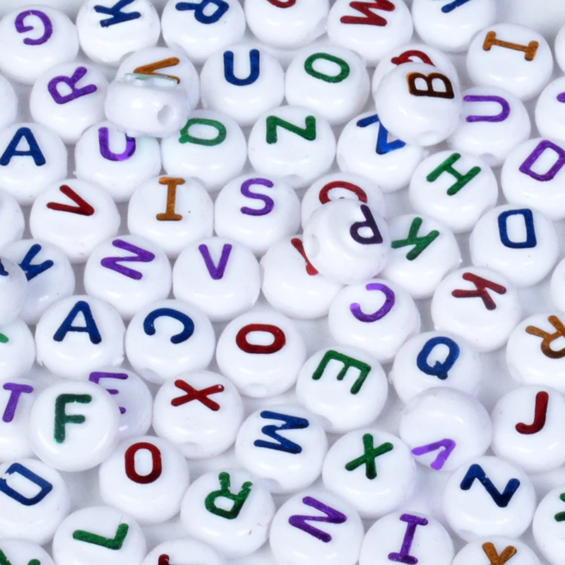 100PCs Random Mixed White Colorful Acrylic Letter Alphabet Beads Cube For Jewelry Making DIY Bracelet &amp Necklace 6x10mm | Украшения и