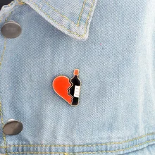 2 unids/par botella de dibujos animados corazón placa de metal broche botón pins denim alfiler para chaqueta joyería pins de decoración para la ropa solapa pins
