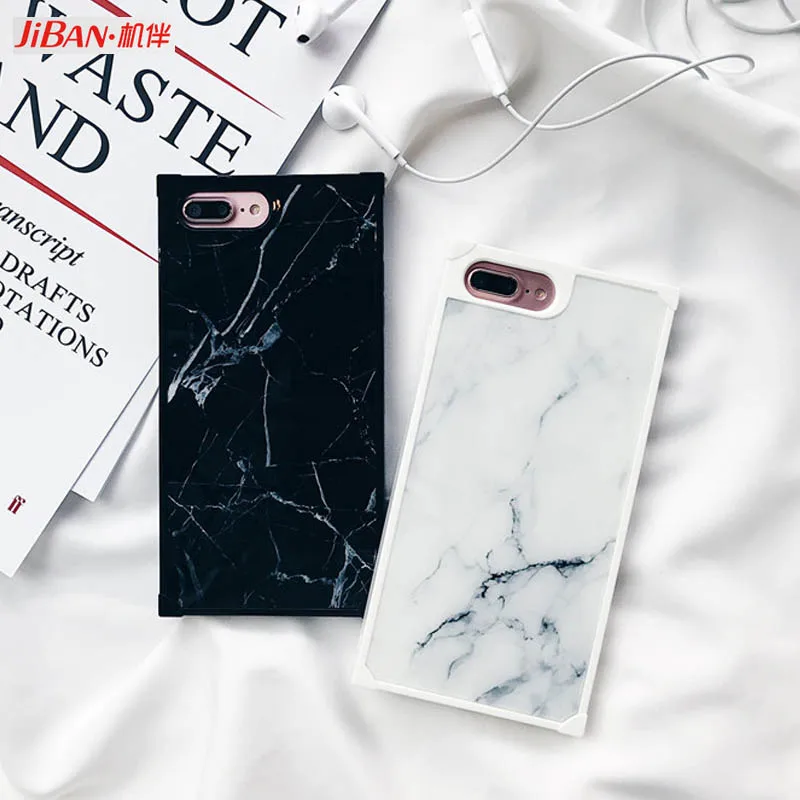 JiBan NEW Glossy Hybrid Marble Stone Pattern Phone Case for iphone 8 6s 6Plus Soft silicon back cover iphone7 7Plus Lady |