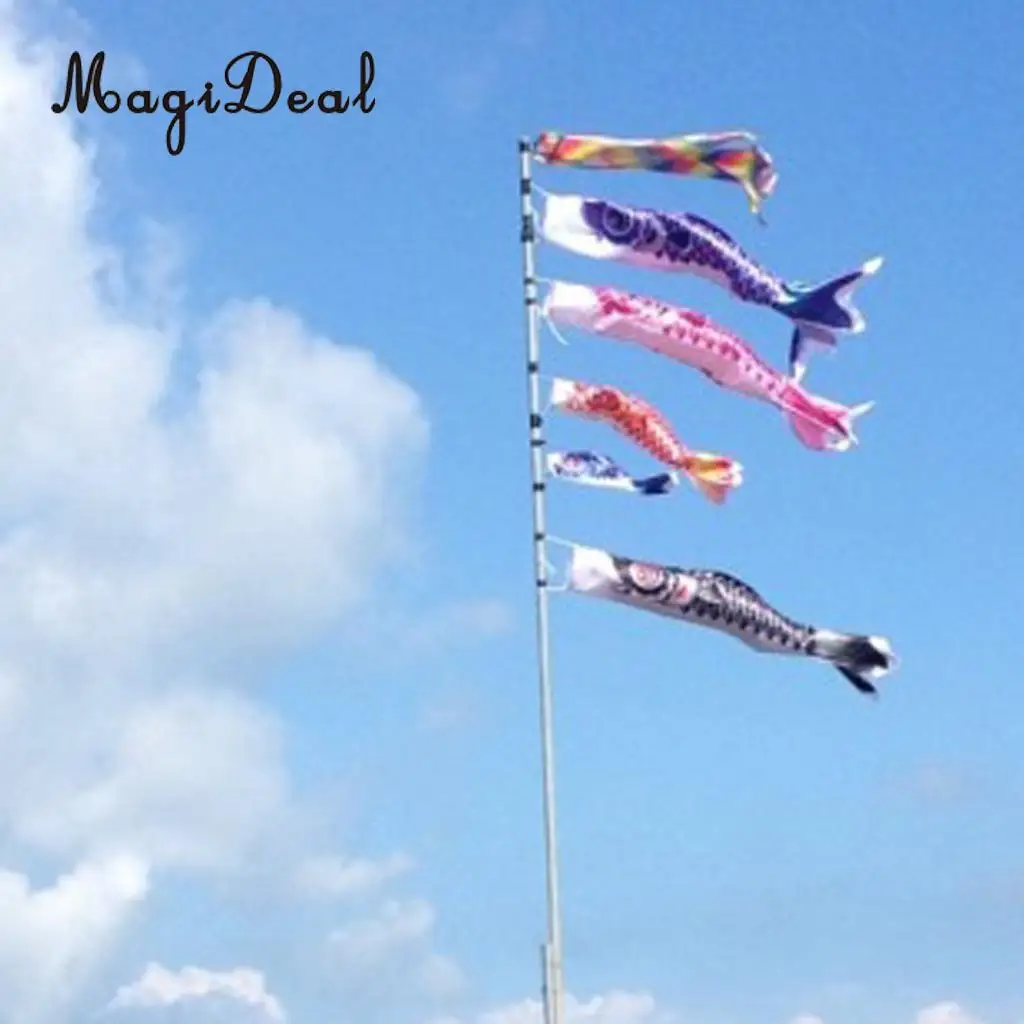 1Pc Japanese Rainbow Windsock Carp Flag Koi Nobori Wind Streamer Hanging Kite Decor for Garden Yard Park Festival Children Toys