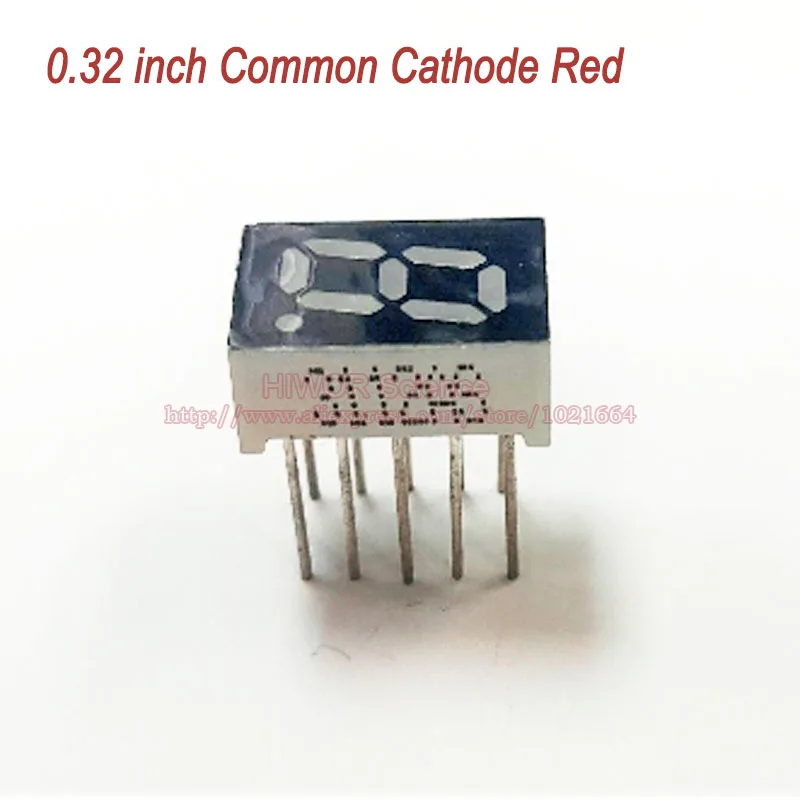 

(10pcs/lot) 10 Pins 3211AR 0.32 Inch 1 Bit Digit 7 Segment Red LED Display Share Common Cathode Digital Display