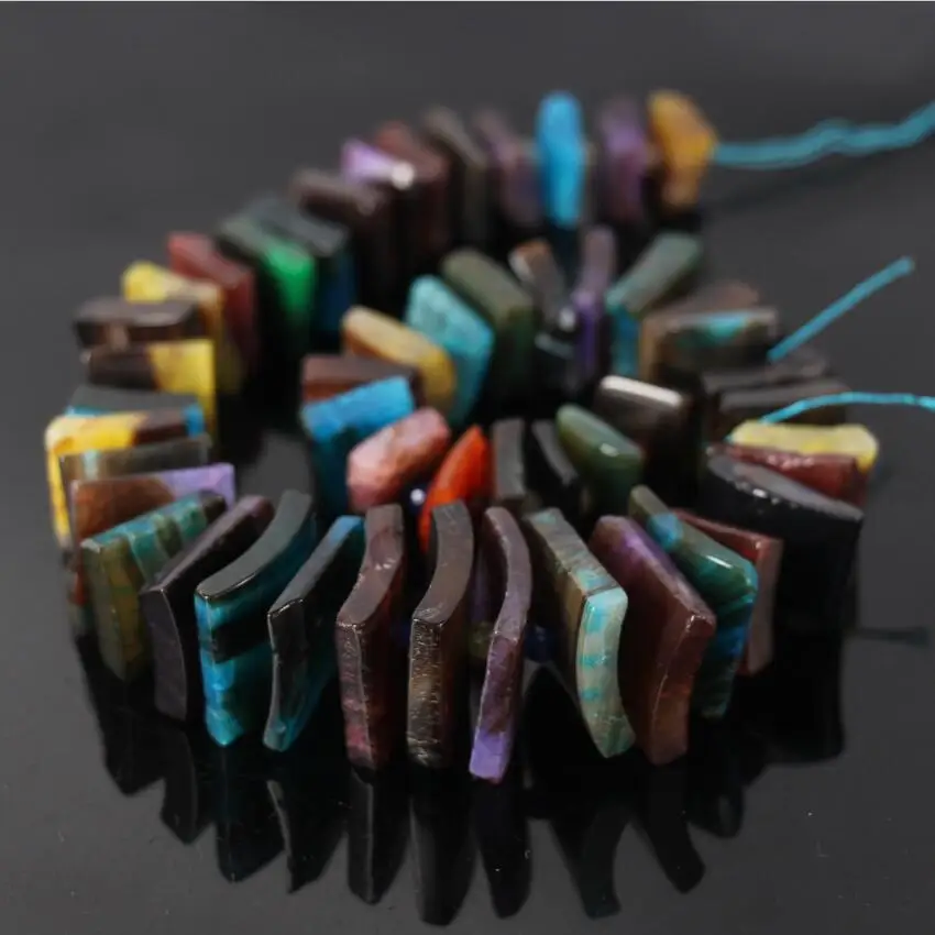 

15.5"/strand Rainbow Dragon vein ag ate Freeform Slab Slice Beads,Mixtz Candy Color Raw Gems Graduated Beads Jewelry Necklaces