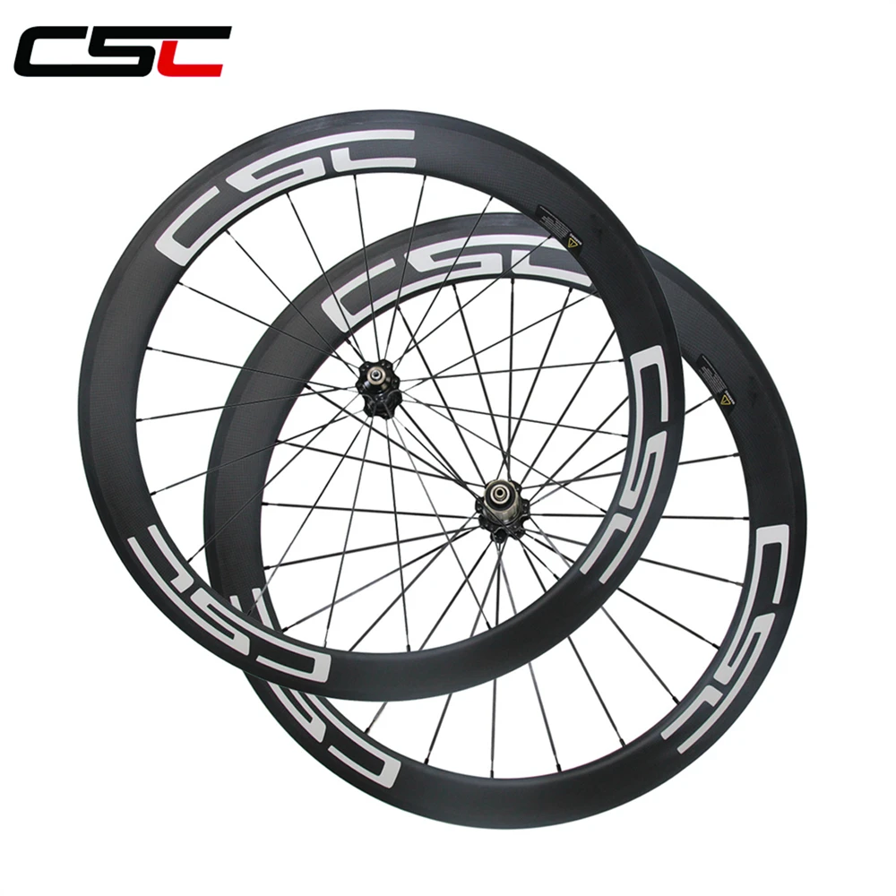 Sale CSC  25mm wide 60mm U Clincher Tubeless  Carbon Road  Bicycle Wheels PILLAR 1420 spokes 0