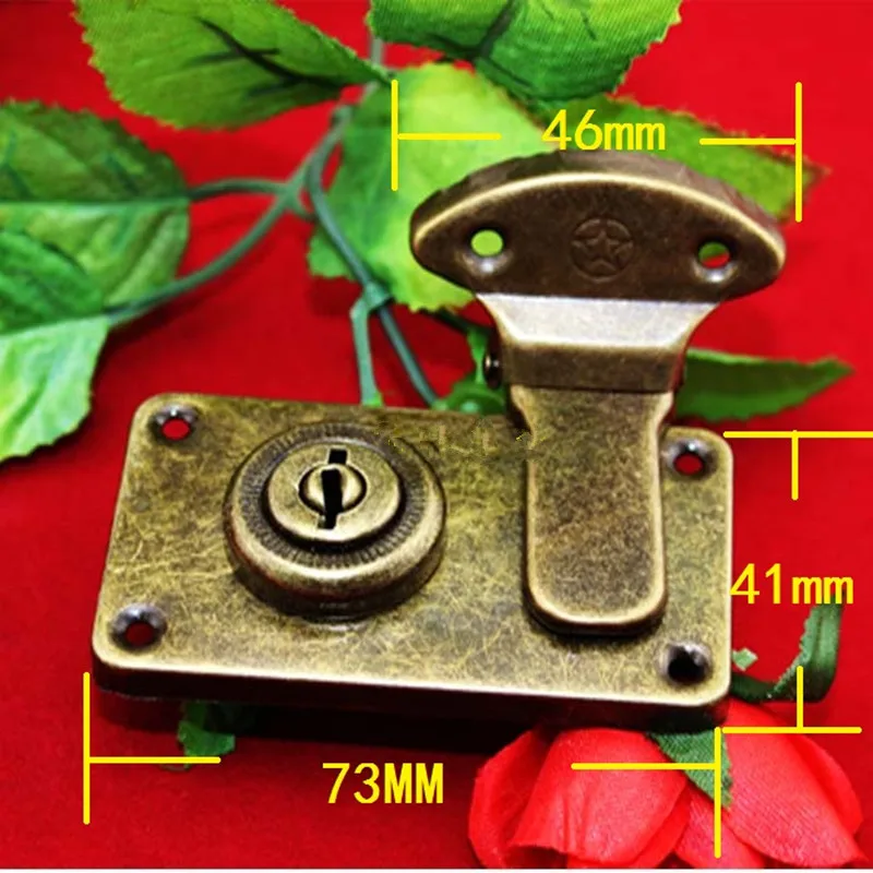 Bronze Tone Bag Lock,Box Lock Rectangle,Wooden Box Lock,Vintage Style,Old Style Locks,73*41mm