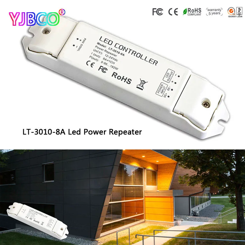 

LTECH LED controller LT-3010-8A DC12-24V 8CH*1A 8A LED CV power repeater accept PWM control for single color led strip