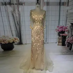 Vestido formatura2018 Новый Кружева Кристалл Длинные рукава Сексуальная Русалка see Золотой Серебряный платья для выпускного вечера Длинные