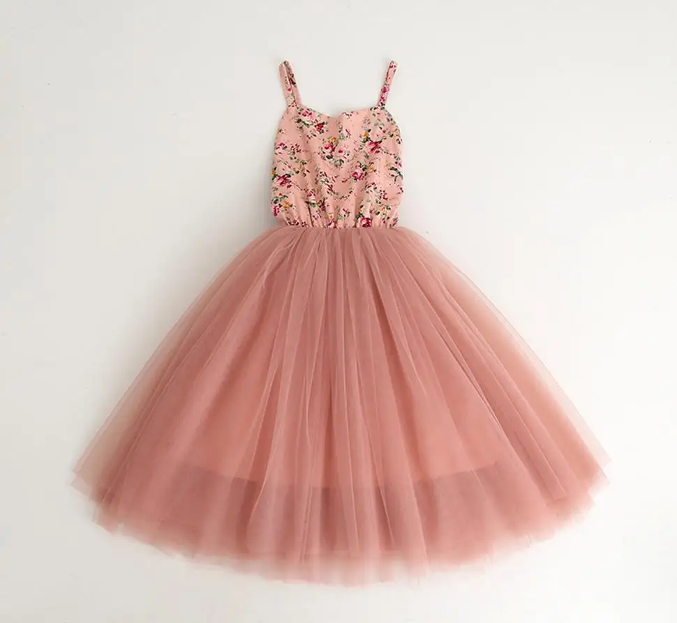 New Baby Girls Floral Mesh Party Dance Pink Sling Fashion Dresses, Princess Kids Long Dazzle Mesh Dress New Baby Girls Floral Mesh Party Dance Pink Sling Fashion Dresses, Princess Kids Long Dazzle Mesh Dress