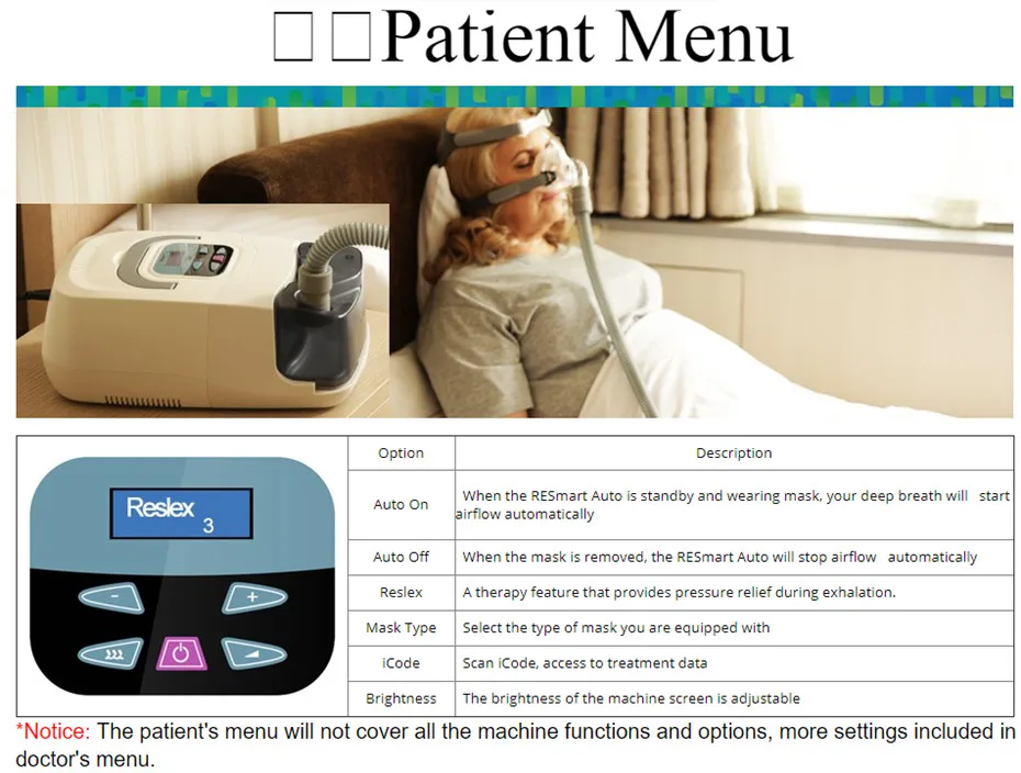 CPAP PATIENT MENU