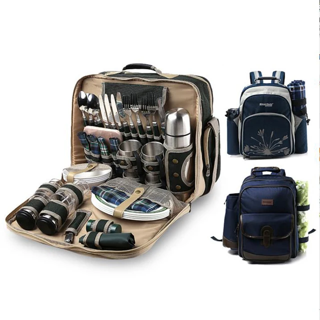 Cheap Luxury four picnic bag Outdoor equipment Four people multi-function cutlery set Keep temperature package/160802