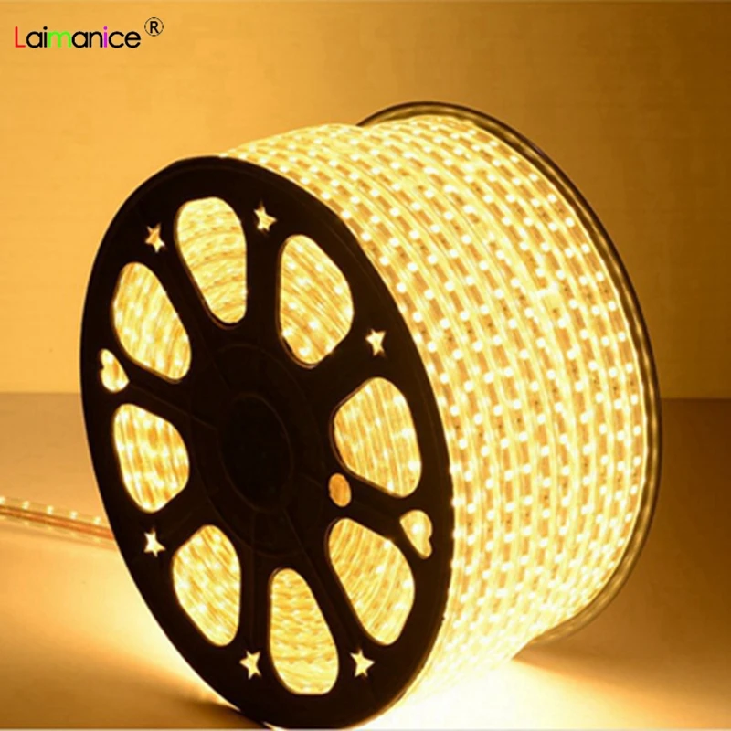 

AC 220V 1-100M IP67 waterproof with EU plug bright than 5630 2835 3528 LED light bar 60leds/m 5050 LED Flexible Strip Light