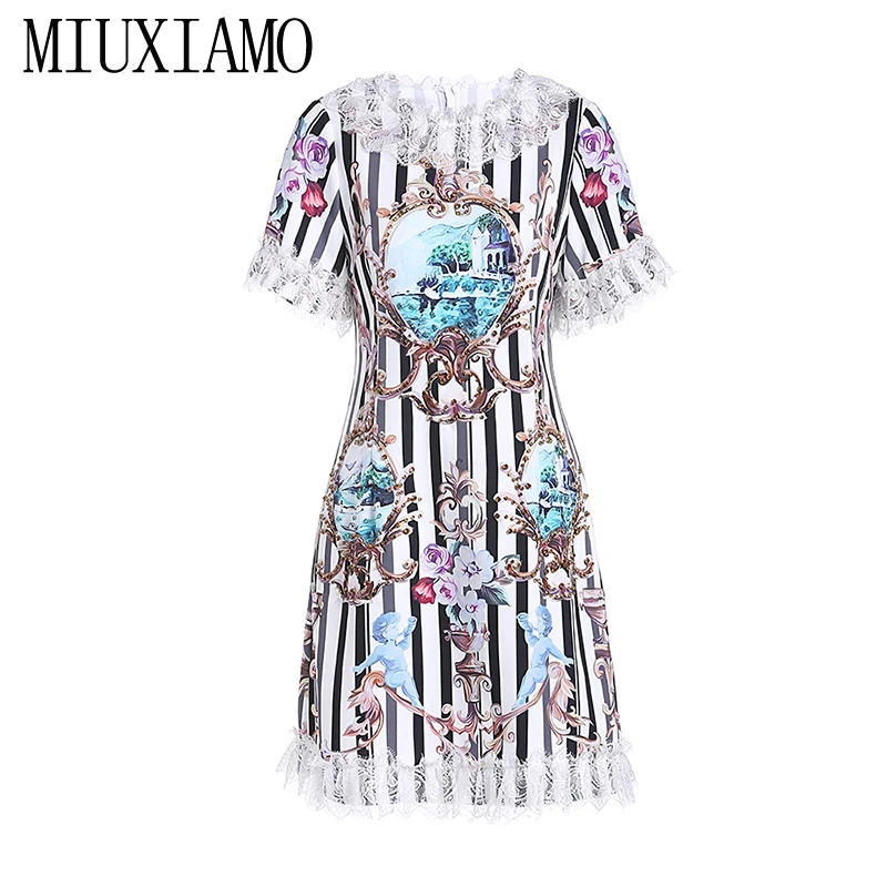 Мини платье MIUXIMAO женское с цветочным принтом повседневное короткое Кружевное