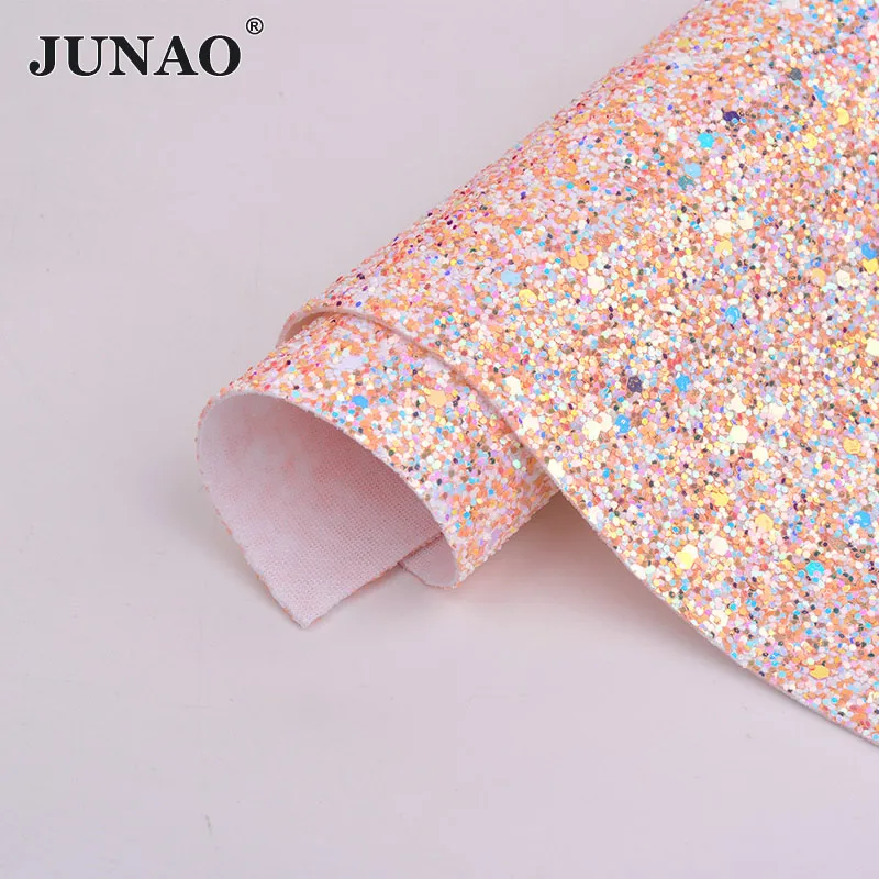 JUNAO 20x34 см ручной работы с блестками и пайетками ткани синтетические шорты из искусственной кожи лист отделкой блестками ткани из кожзаменителя для поделок - Цвет: White Champagne AB