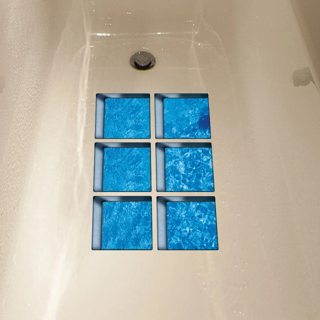12PCS 3D Effect Waterproof Anti-slip Bathtub Stickers Safety Bath Shower Treads for Bathroom