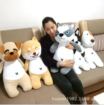 

80cm Cute dog plush soft cotton pillow doll toys Husky, Shiba, bulldog toy Christmas gifts