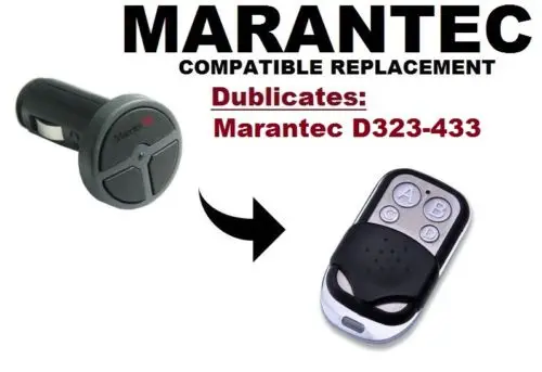 

Marantec D323 Garage Door/Gate Remote Control Replacement/Duplicator Remote Control Key Fob 433.92mhz fixed code