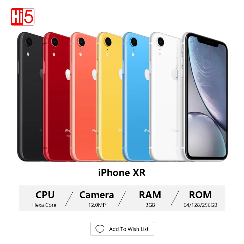 Разблокированный Apple iPhone XR | 6," жидкий retina полностью ЖК-дисплей Дисплей 64 Гб/128 ГБ/256 ГБ Встроенная память 4 аппарат не привязан к оператору сотовой связи Apple смартфонов