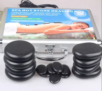 

Massage hot oil stones massage lava Natural black bian green jade stone set hot spa rock basalt stone with heater box heat bag