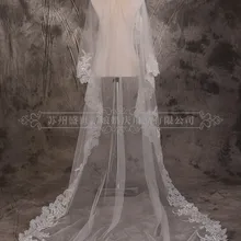 Настоящая фотография Соборная Длинная свадебная вуаль длиной 3 м с гребнем кружевная Мантилья свадебная вуаль свадебные аксессуары Лидер продаж MD3035