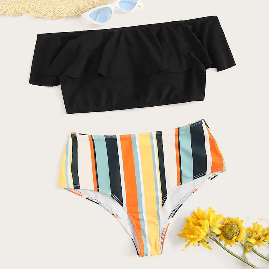 

Trend Summer Swiming Print Suit Women Bikini Set Rainbow Print Padded Swimwear Bathing Swimsuit Beachwear 30