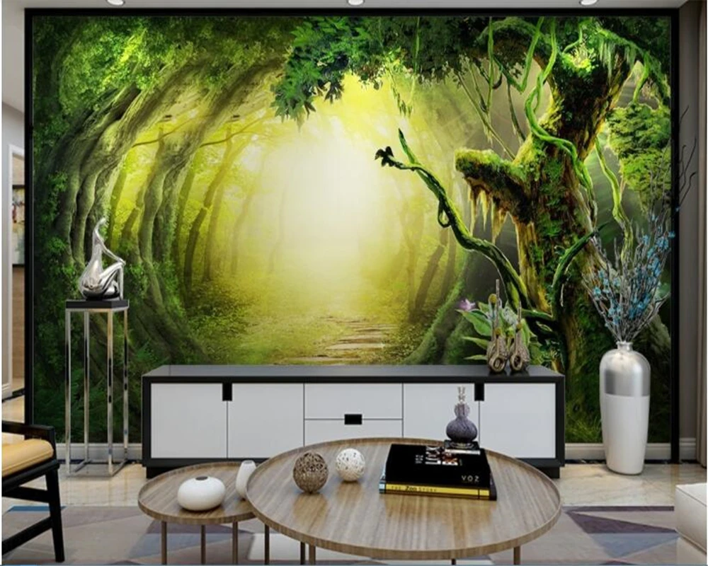 Beibehang Papier Peint 3D Fantasy Foresta Trail Tv Sfondo Carta Da Parati Behang Papel De Parede Hudas Bellezza Tapety Duvar Kagit