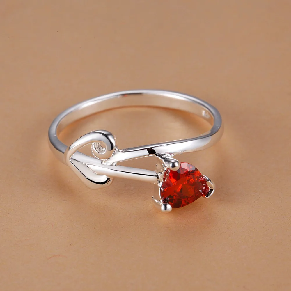 Серебряное кольцо с красным сердцем для женщин и мужчин|jewelry gift box|jewelry wedding giftsjewelry