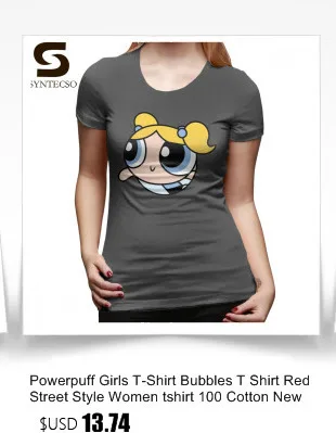 Powerpuff/футболка для девочек Футболка с пузырьками красная уличная стильная женская футболка 100 хлопок, новая модная большая графическая женская футболка