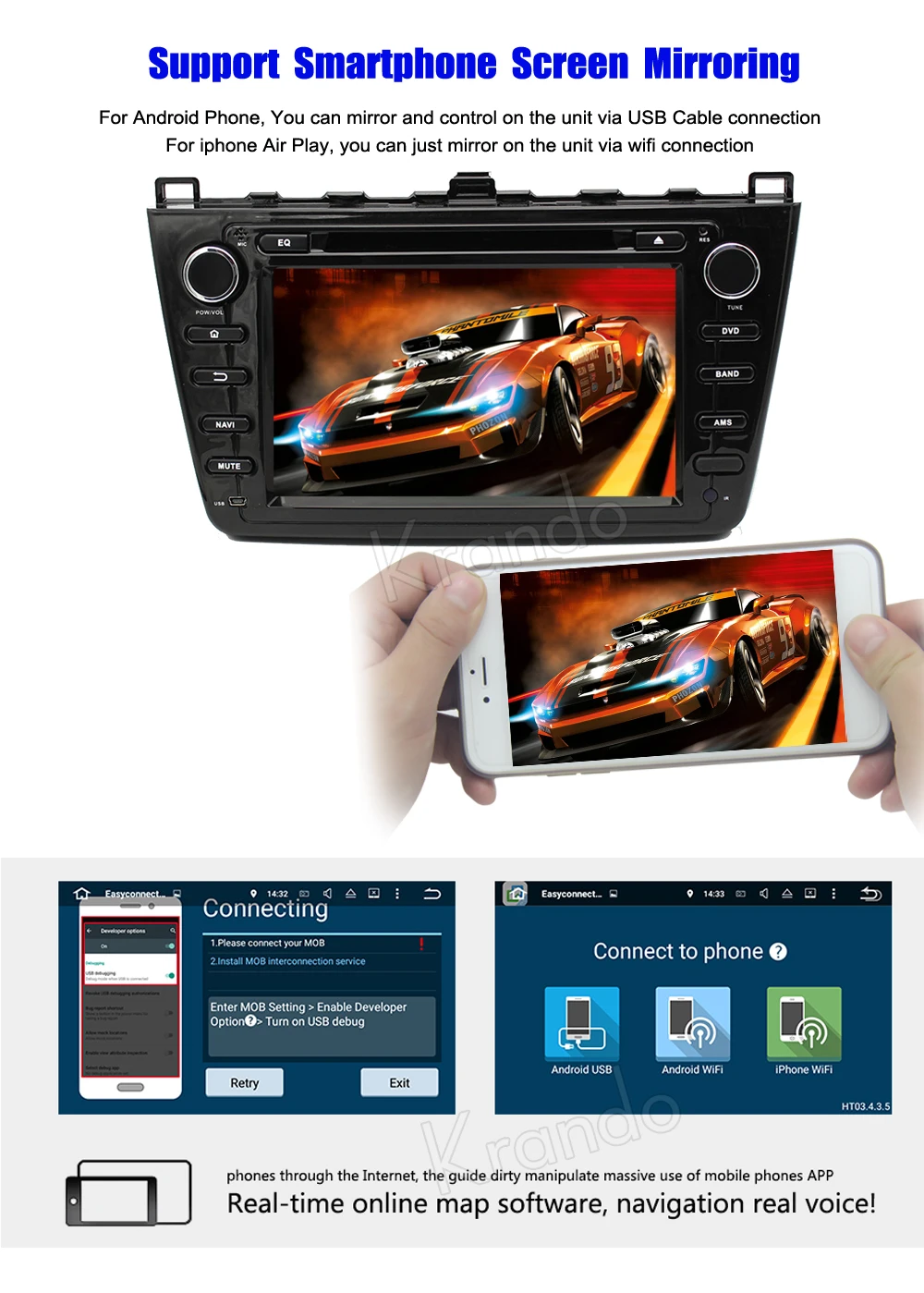 Best Krando 8" Android 9.0 car audio radio gps dvd navigation multimedia system for Mazda 6 2008-2012 player WIFI 3G DAB+ 4