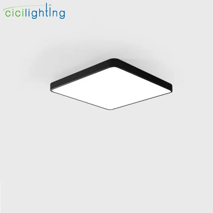Светодиодный потолочный светильник, современный квадратный светильник, светильник для гостиной, светильник для спальни, кухни, ультратонкий прямоугольный светодиодный потолочный светильник черного цвета
