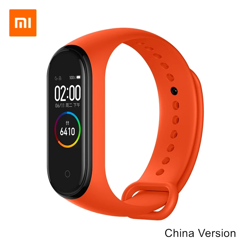 Xiaomi mi, смарт-браслет, 4 браслета, 0,95 дюйма, AMOLED, цветной экран, 5 АТМ, водонепроницаемый, Bluetooth, 5,0, датчик сердечного ритма, mi Band, браслет - Цвет: Orange CN Version