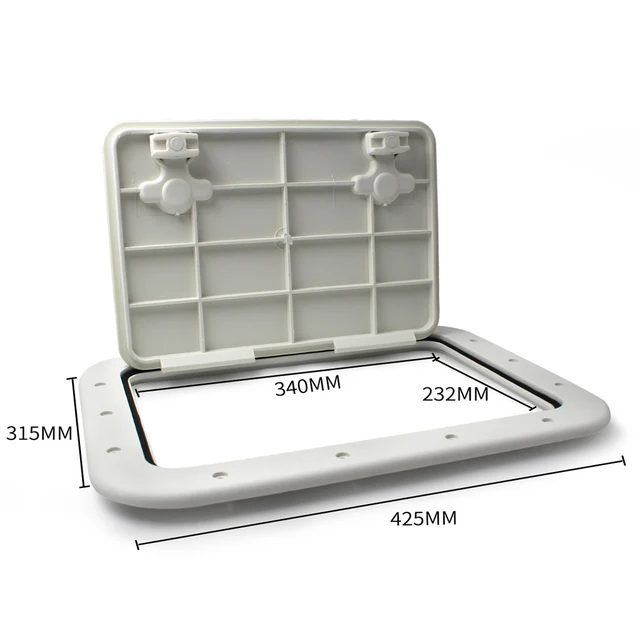 Marine Boat Deck Access Hatch 24x9.5in - White ABS Waterproof Inspection Cover With Lock