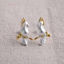 2017 New Parrot Sterling Silver Stud Earrings For Women Sterling-silver-jewelry Fidget Spinner Anime Gifts For Girls
