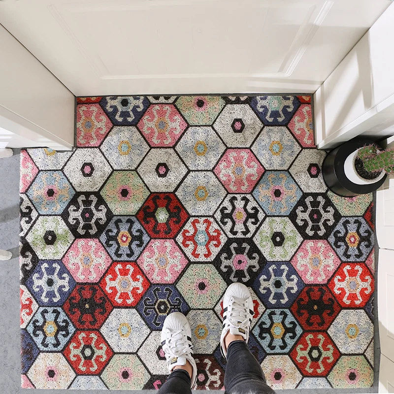 Скандинавский ковер для прихожей ПВХ проволочный коврик INS геометрический