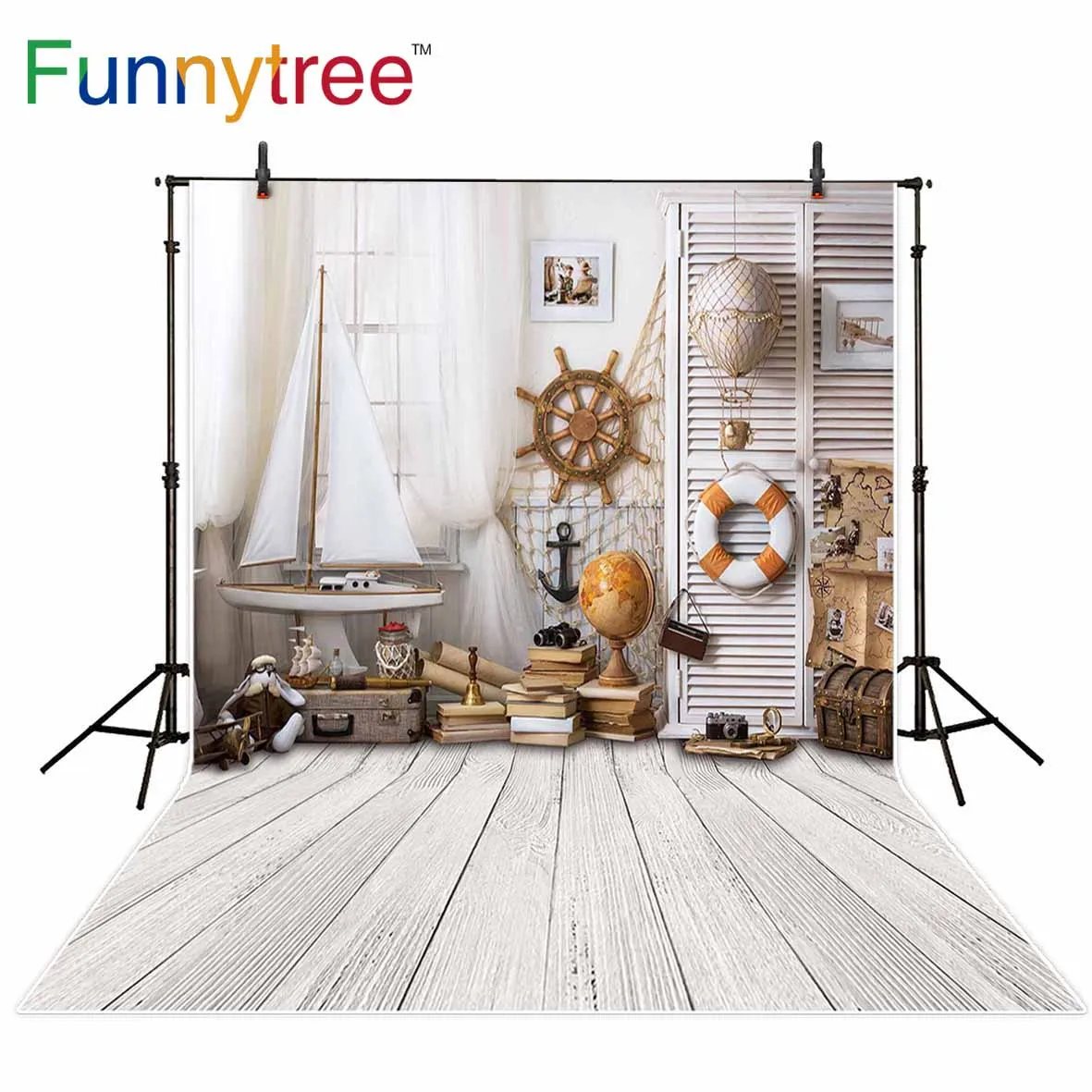 Фон Funnytree для фотосъемки белая фотостудия деревянная комната занавеска душа