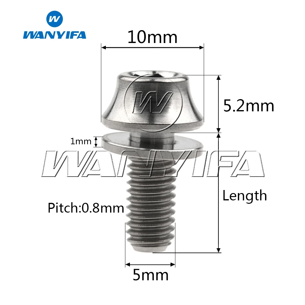 Wanyifa 4 шт. Титановые Болты Винты M5x12mm с шайбами для велосипедный держатель для бутылки, 5 цветов