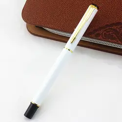 Белый Бизнес металлический круглый РОЛИК ручка 0,5 мм Перо Золотой зажим роллер ручка офисные школьные принадлежности