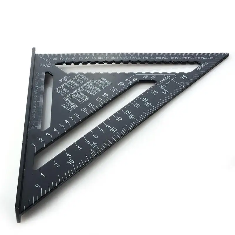 12inch Black Alloy Triangle Ruler Measuring Tool Straight Angle Ruler for Woodworking Square Layout Gauge Measuring Trammel Tool