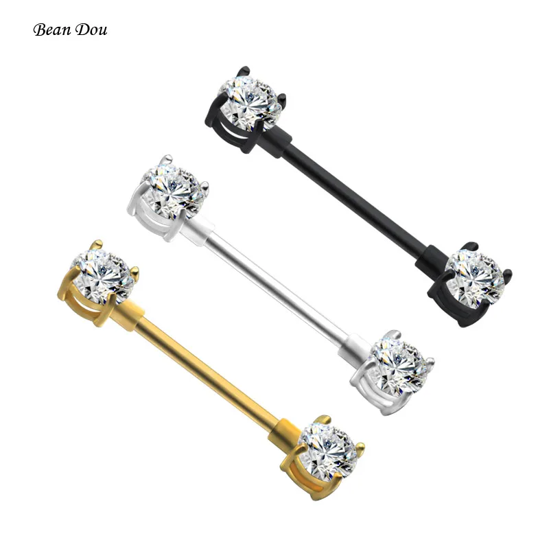 Fashion Sexy Nipple Piercing Rings Jewelry Stainless Steel Cubic Zirconia Crystal 14G 16mm