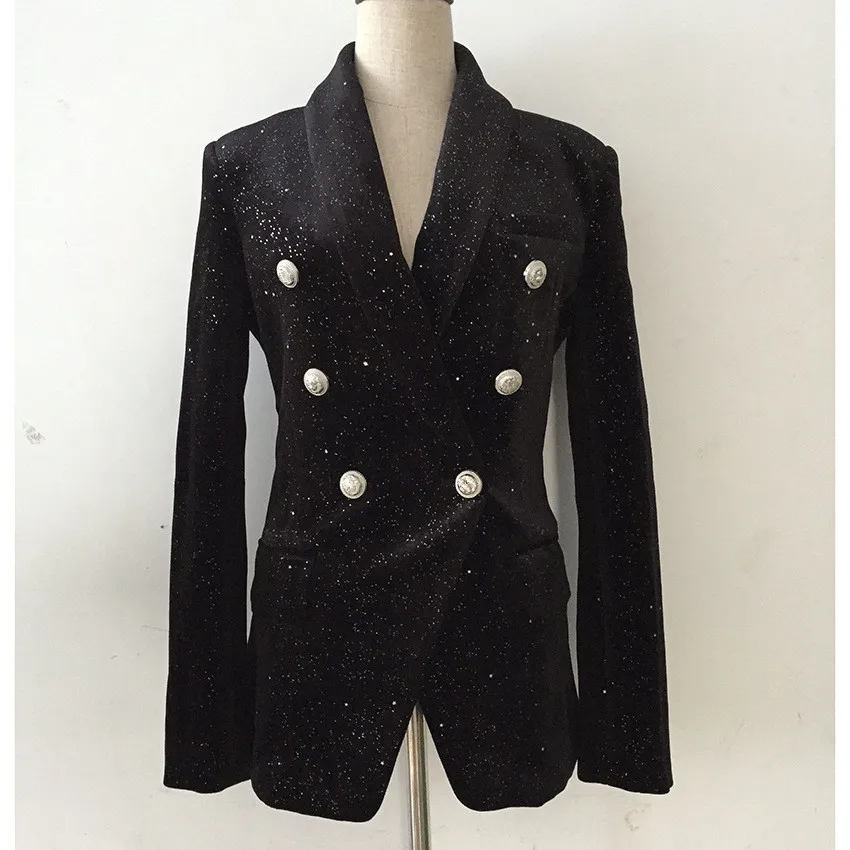 European style women double breasted velvet jackets coat Chic elegant Blazers jackets D753