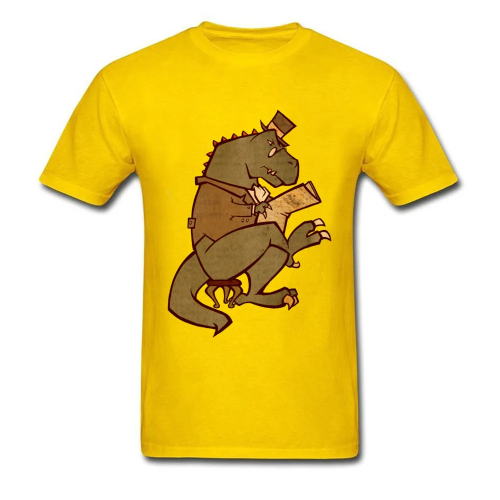 Gentleman T Rex 17516 Printing T Shirts for Men 100% Cotton Thanksgiving Day Tees Tops Shirts Short Sleeve 2018 New Round Collar Gentleman T Rex 17516 yellow