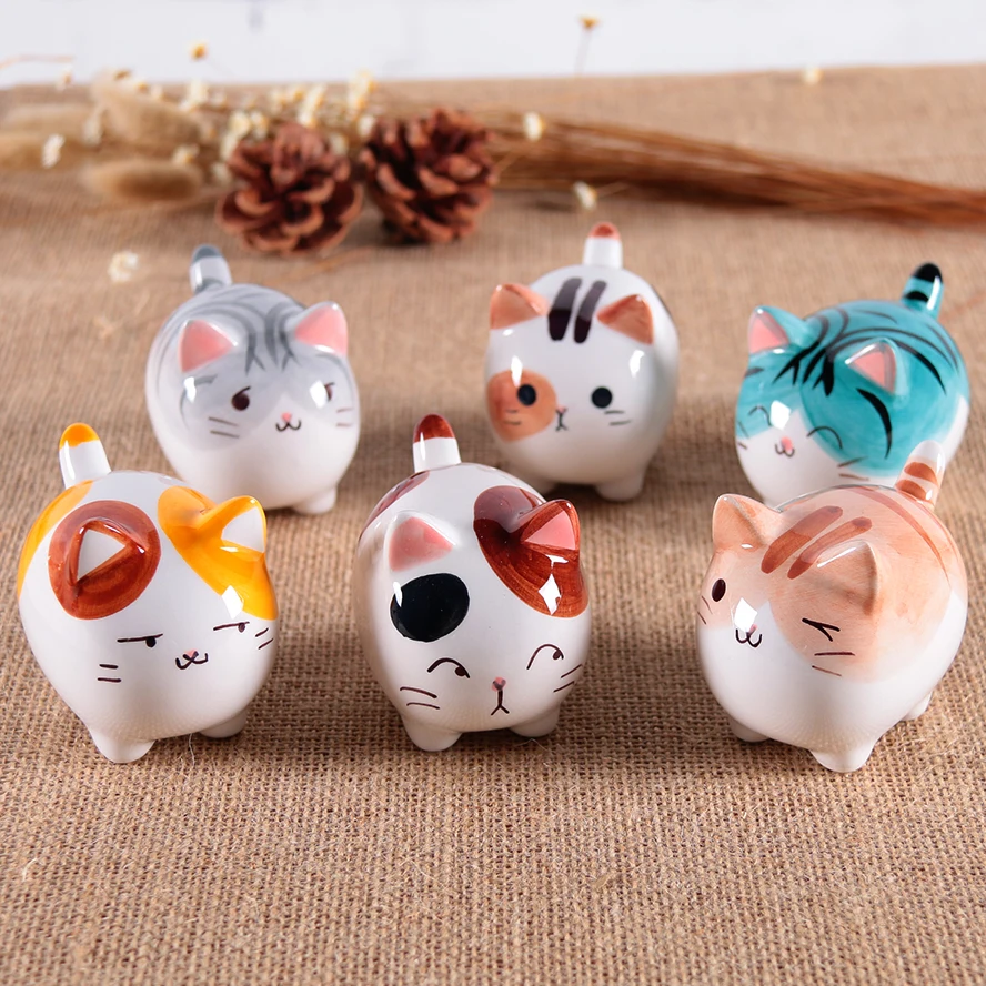 Японский милый керамический толстый кот украшения стол Мультяшные животные креативные дети девочки подарки на день рождения котенок домашний декор