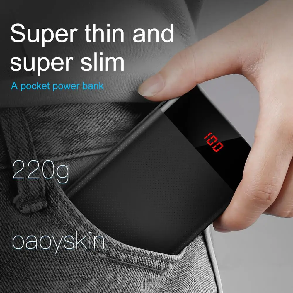 Baseus 10000mAh power Bank Mini для Xiaomi samsung iPhone huawei Dual USB внешний аккумулятор портативное зарядное устройство power Bank