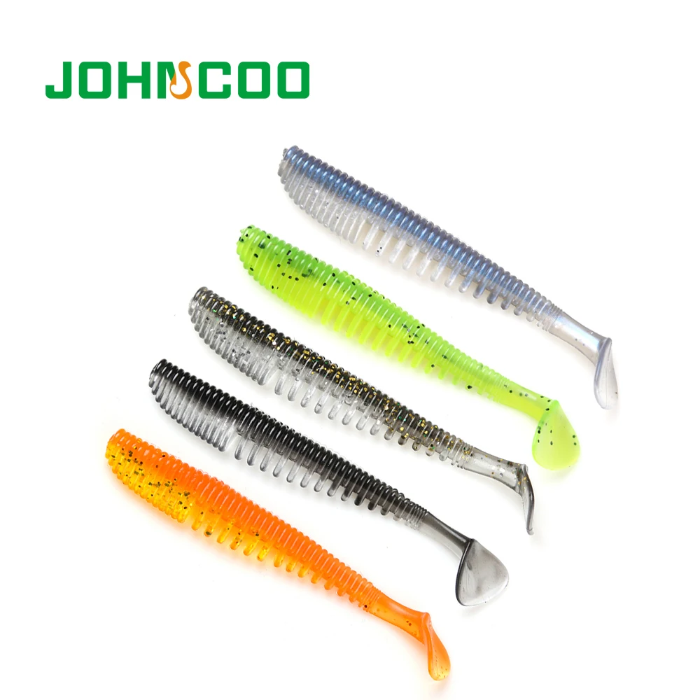 

10pcs Soft Bait Silicone Shad Worm Bait Artificial Bait 85mm 2.8g Soft Fishing Lure with UV Wobblers Fishing Tackle JOHNCOO