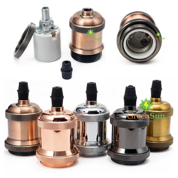 

E27 Aluminum Brass Antique Retro Lamp Holder Vintage Screw Bulb Base Pendant Lighting Socket Ceiling Light Adaptor