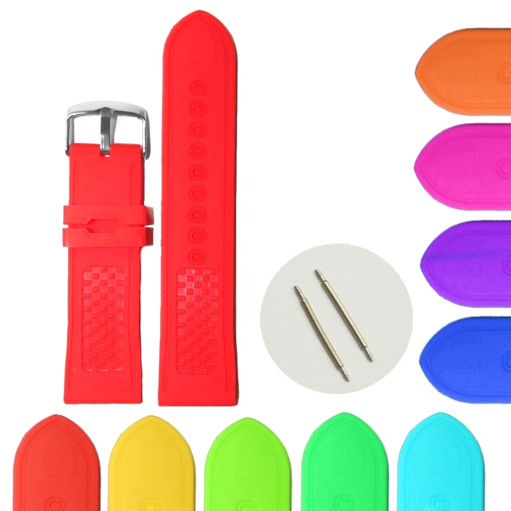 

24mm Popular Red Silicone Jelly Rubber Ladies Watch Band Straps WB1065F24JB
