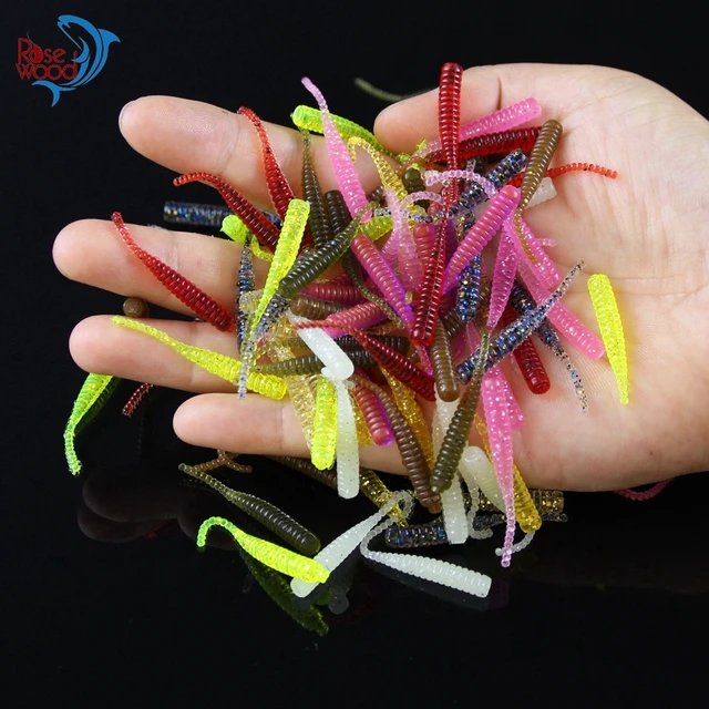 Super Worm Soft Lures 100pcs - 4cm/0.3g Carp Fishing Bait Mixed Colors