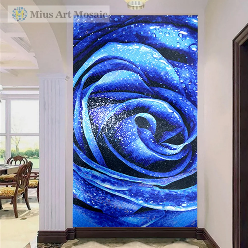 Buy Blue round mosaic tile art bathroom wall tile