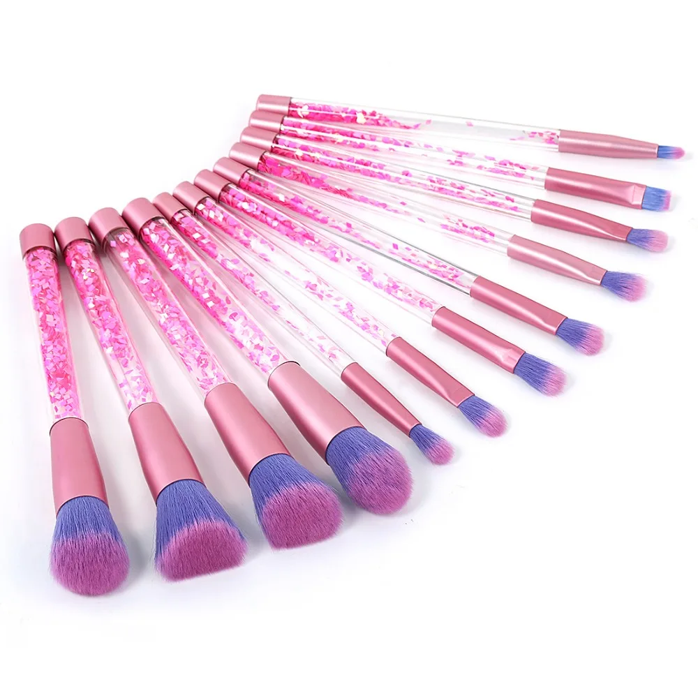

BBL 12pcs Unquie Blingbling Glitter Crystal Makeup Brush Set Power Foundation Blush Eye Shadow Blending Brushes for Women